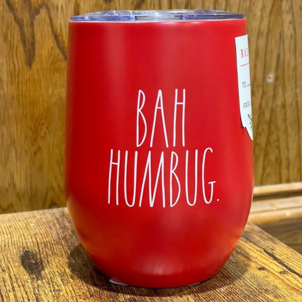 Rae Dunn BAH HUMBUG Red Insulated Stainless Steel Wine Glass BRAND NEW!!